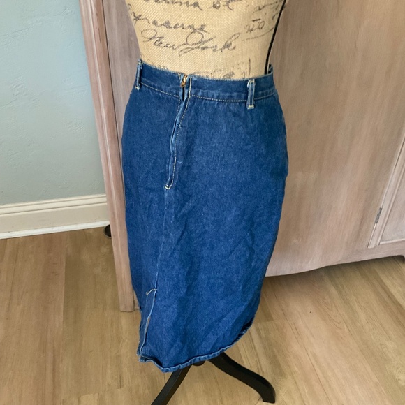 Vintage Denim Midi Skirt pencil straight seamed Y2K 90’s western festival Small - Picture 11 of 15